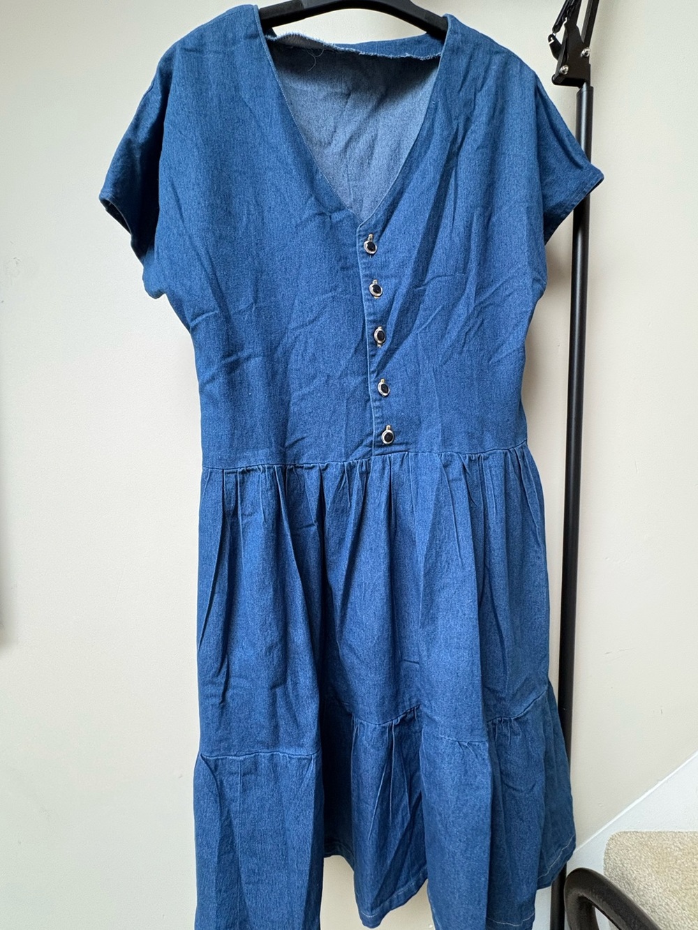 Women's Jean V-Neck Button Front Dress